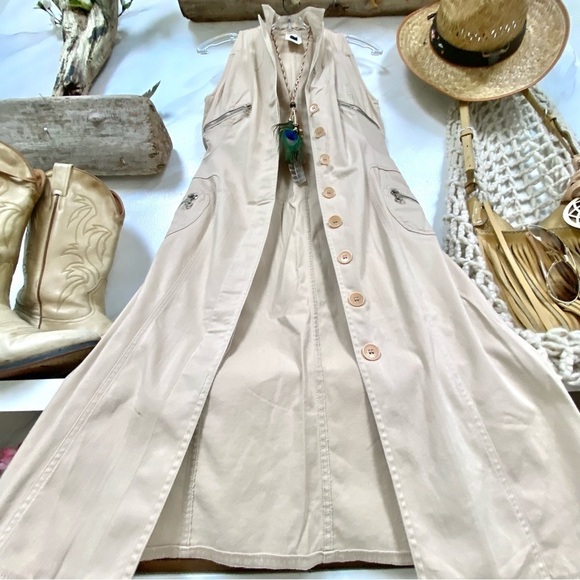 VERSACE safari Versus collection dress/long vest vintage YTK RETRO VIBE - Picture 13 of 16